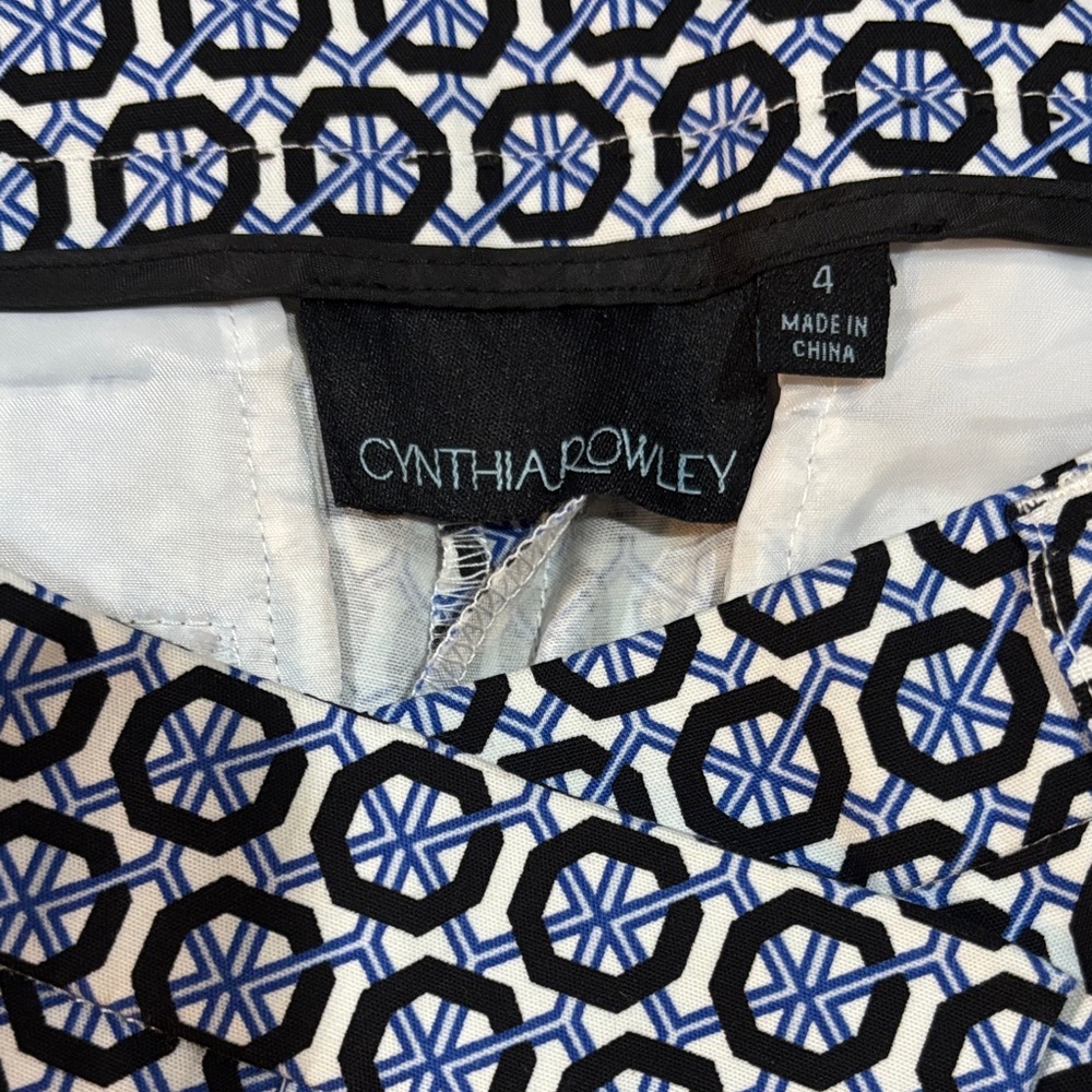 Cynthia Rowley Black & Blue Geometric Print Skirt